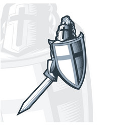 Monochrome knight on horse Royalty Free Vector Image