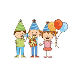 Doodle happy kids group isolated on white Vector Image