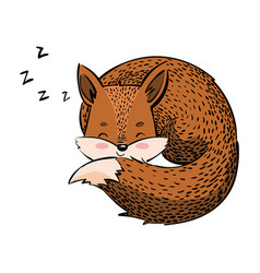 Cute fox sits on a white background Royalty Free Vector