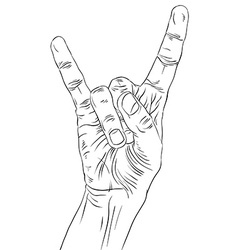 Rock on hand sign n roll hard heavy Royalty Free Vector