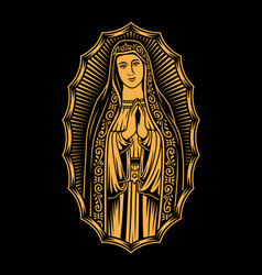 Holy virgin mary black background Royalty Free Vector Image