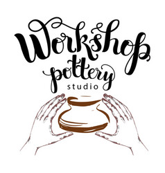 Clay pottery workshop studio icons set doodle Vector Image