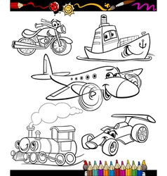 Funny cartoon vehicles and cars set Royalty Free Vector