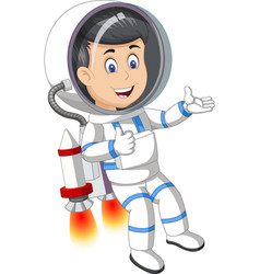 Cool astronout wear white red suit uniform flying Vector Image