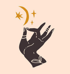 Magical boho hands art mystical reiki meditation Vector Image