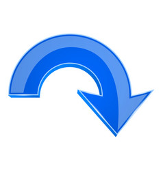 Blue down arrow shiny 3d icon Royalty Free Vector Image