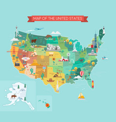 Map usa with states and their capitals Royalty Free Vector