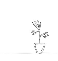 Continuous one line drawing plant in pot house Vector Image