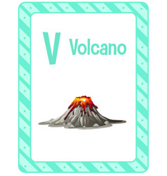 Flashcard letter v is for volcano Royalty Free Vector Image