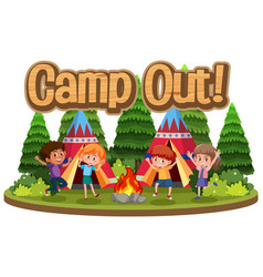 Font design for word camp out with kids Royalty Free Vector