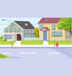 Suburb street view concept flat cartoon design Vector Image