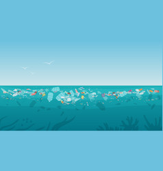 Water pollution with plastic bags in ocean Vector Image