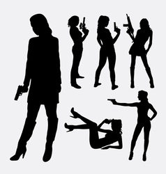 Gangster with gun weapon silhouette Royalty Free Vector