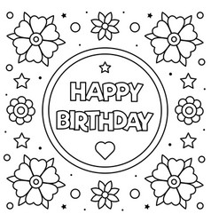 Happy birthday coloring page black and white Vector Image