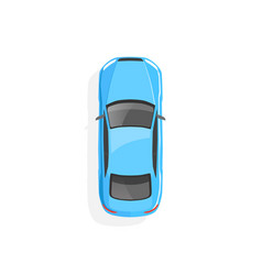 Blue cartoon car top view Royalty Free Vector Image