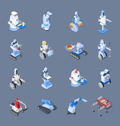 Robotic assistants isometric flowchart Royalty Free Vector