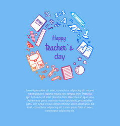 Happy teachers day poster with icons stationery Vector Image