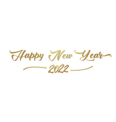 2022 happy new year hand drawn golden line vector