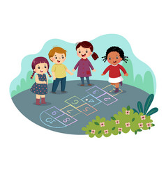 Hopscotch cartoon template Royalty Free Vector Image