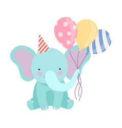 Cartoon elephant holding balloons Royalty Free Vector Image