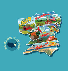 Map mid atlantic states united states Royalty Free Vector