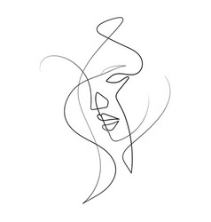 Beautiful female face line art drawing Royalty Free Vector