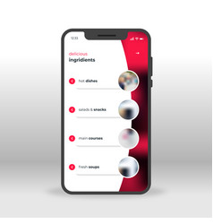 Red cafe menu ui ux gui screen for mobile apps Vector Image
