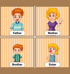 Educational english word card family members Vector Image