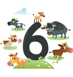 Number fourteen for kids with cartoon farm Vector Image