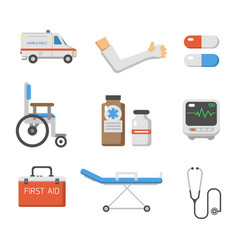 Medical Icons Set Care Ambulance Hospital Vector Image