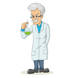 Professor science beaker character cartoon Vector Image