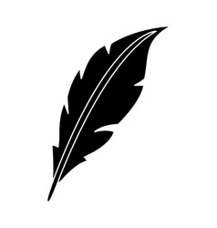 Feather outline pen icon silhouette Royalty Free Vector