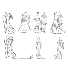 Bride Groom Drawing Vector Images Over 1 800 Silhouette Of Bride And Groom Set Newlyweds Sketch Vector