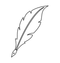 Feather outline pen icon silhouette Royalty Free Vector