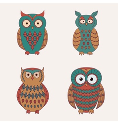 Set of decorative cute owls Royalty Free Vector Image