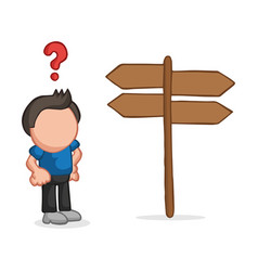 Hand-drawn cartoon of confused lost man standing Vector Image