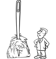 Needle in a haystack saying cartoon Royalty Free Vector
