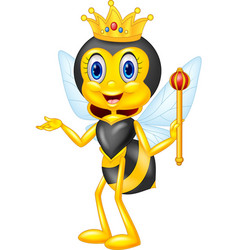 Cartoon queen bee presenting Royalty Free Vector Image