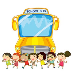 Yellow bus with children Royalty Free Vector Image