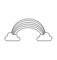 Rainbow and clouds cartoon black and white Vector Image