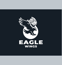 Eagle or hawk with outstretched wings Royalty Free Vector