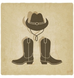 Cowboy Christmas boots and hat graphic Royalty Free Vector