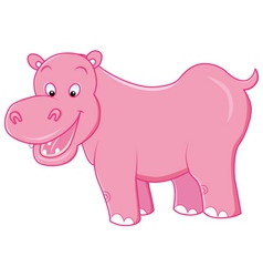 Cute Cartoon Hippo On A White Background Vector Image