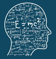 Scientific thinking outline of head filling math Vector Image