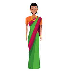 Indian woman wearing traditional hindu clothes Vector Image