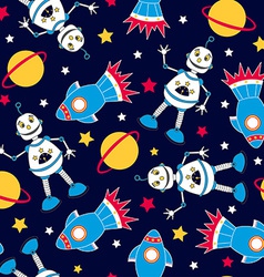 Seamless pattern with robots and rainbow Vector Image