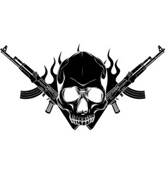 Skull with machine guns kalashnikov ak-47 Vector Image