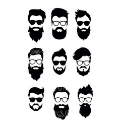 Set of various bearded men faces Royalty Free Vector Image