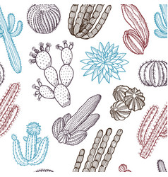 Green succulent plants seamless pattern background