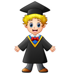 Happy graduation boy cartoon Royalty Free Vector Image